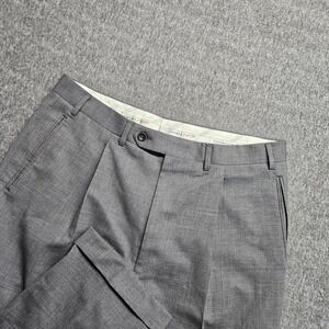 Canali Proposta Dress Pants Mens 34 Grey Pleated Stretch Wool Cuffed Italy